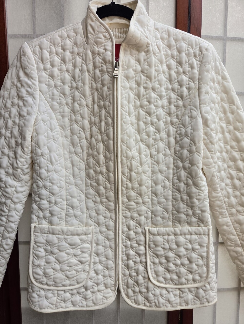 ESPRIT Quilted Cream Floral Puffer Jacket Small Vintage 90s Style Cottagecore